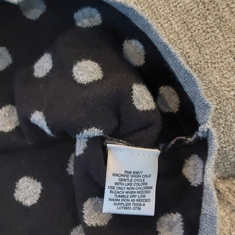 Liz Claiborne Gray & Black Polka Dot 3/4 Sleeve Knit Sweater Womens Size Medium - Picture 3 of 4